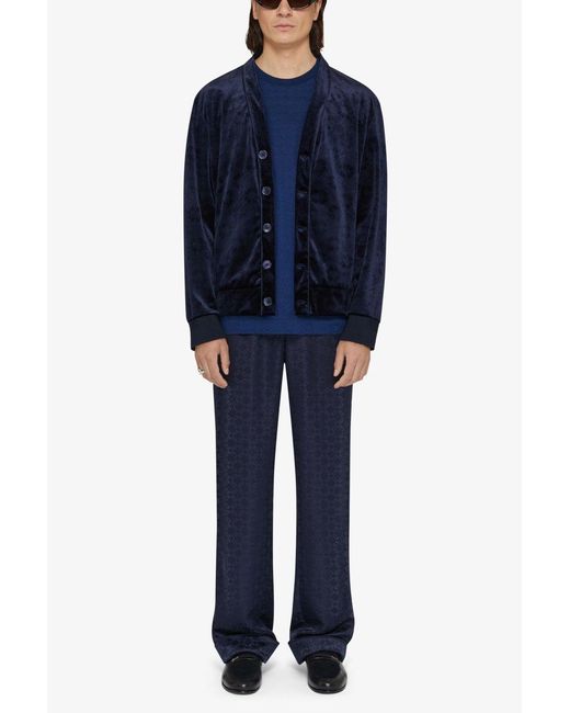 Givenchy Blue Embossed Velvet Cardigan for men