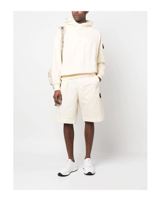 Stone Island Shadow Project White Badge Mid Length Shorts for men