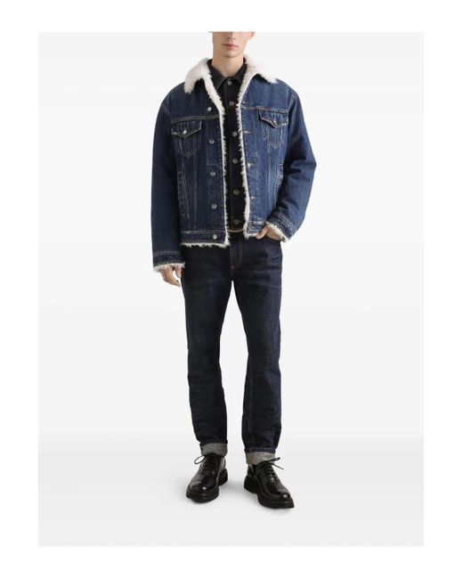 Dolce & Gabbana Blue Sherpa Lined Denim Jacket for men