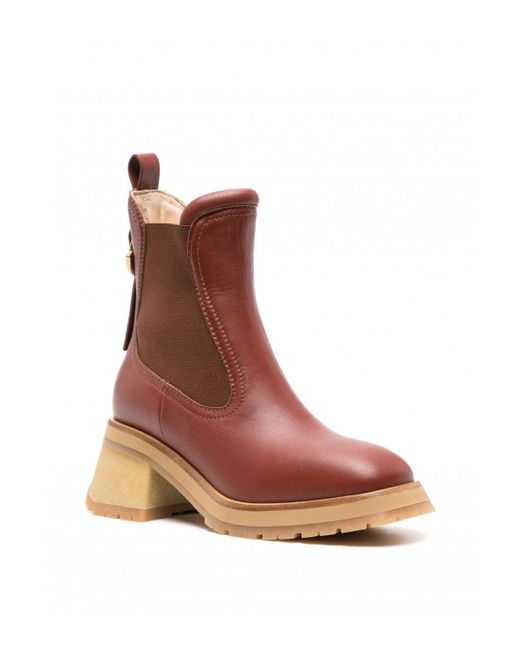 Moncler Brown Gigi 70mm Leather Chelsea Boots
