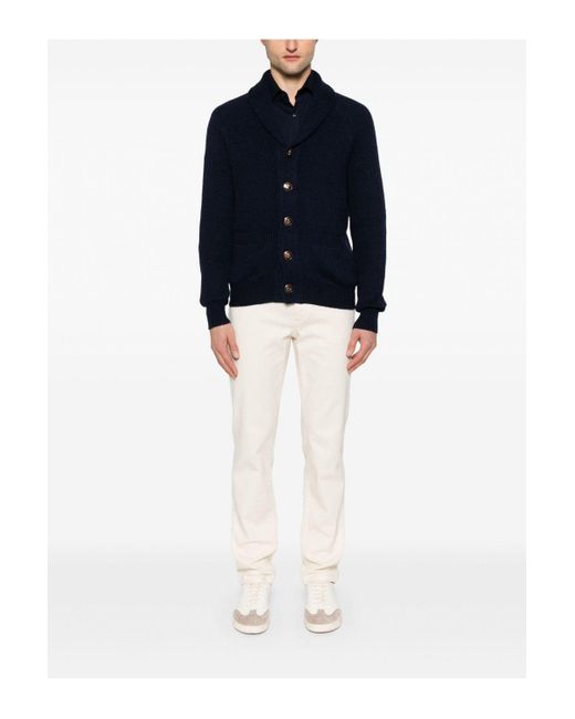 Brunello Cucinelli Blue Shawl Cardigan for men