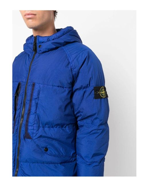 Stone Island Blue Crinkle Reps Down Jacket for men
