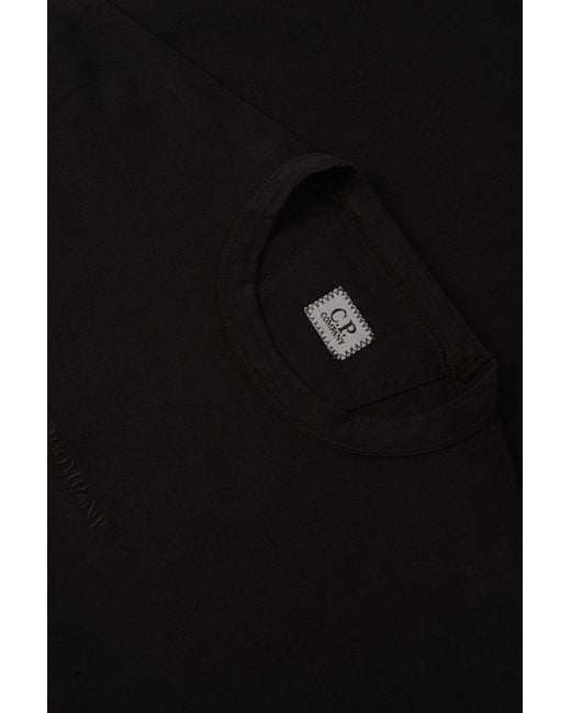 C P Company Black 20/1 Sleeve Logo T Shirt for men