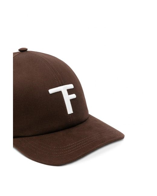 Tom Ford Brown Canvas + Smooth Leather Cap for men