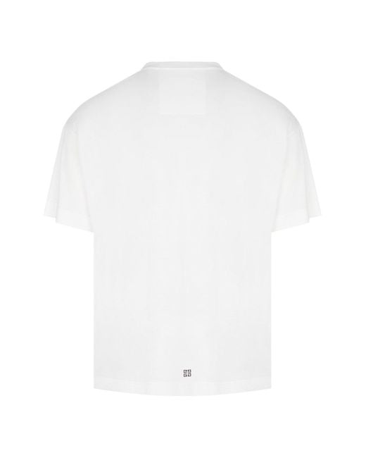 Givenchy White Over Fit Cotton Logo T Shirt for men