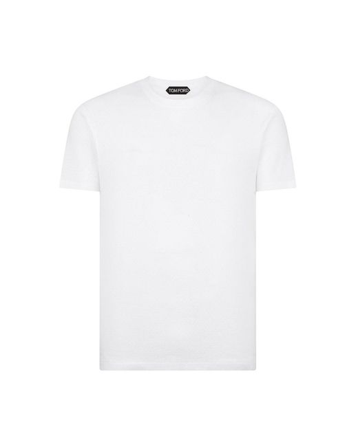Tom Ford White Perforated Rib T Shirt for men
