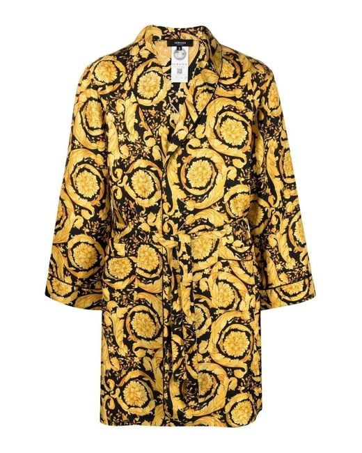 Versace Yellow Silk Twill Baroque Robe for men