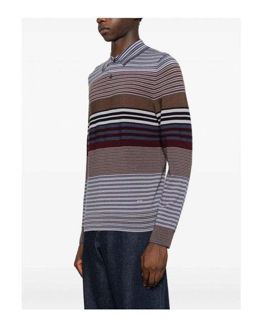 Paul Smith Purple Ps Knitted Stripe Polo Shirt for men