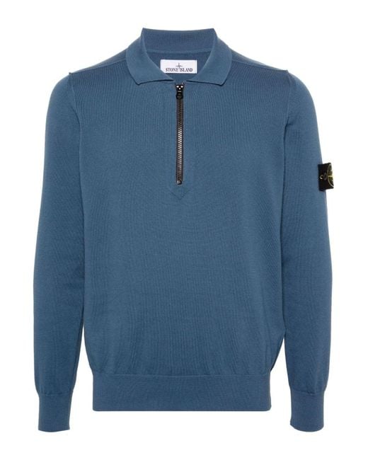 トップス 23ss stone  half zip knit polo Off-White Half-Zip Polo by Stone Island on Sale