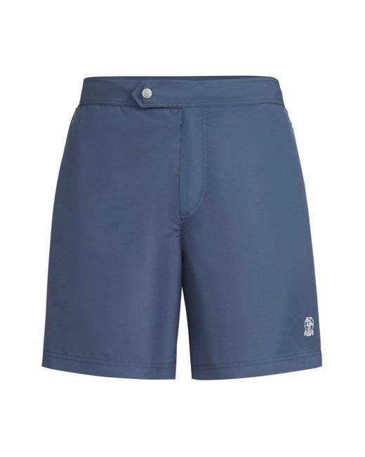 Brunello Cucinelli Blue Cotton Shorts for men