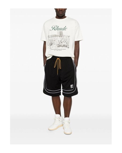 Rhude Black Mesh Basketball Shorts for men
