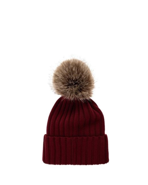 Moncler Red Pom Pom Hat