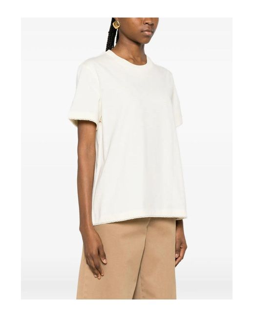 Moncler Natural Cotton Trim T Shirt