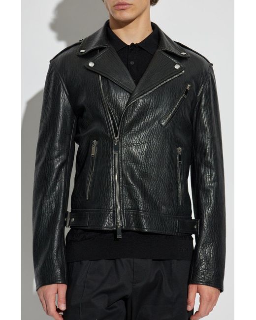 McQueen Black Leather Jacket for men