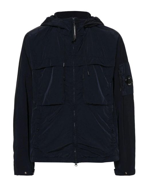 C P Company Blue Chrome-r Hooded Jacket for men