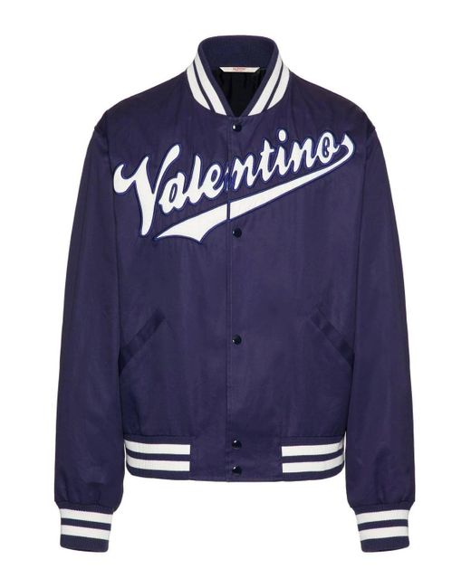 Valentino Blue Branded Bomber Jacket for men