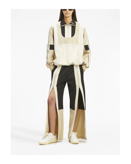 Palm Angels Natural Color-Block Half-Zip Jacket