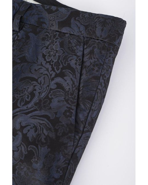 Dolce & Gabbana Blue Floral Jacquared Trousers for men