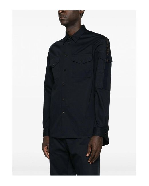 McQueen Blue Tape Detail Chino Cotton Shirt for men