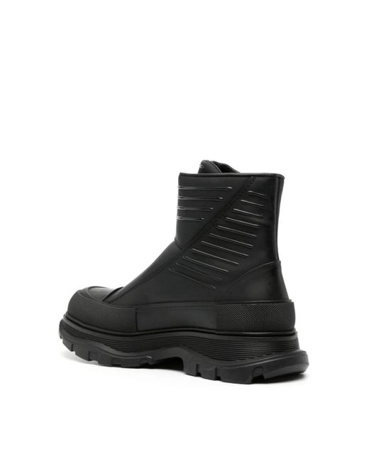 Alexander McQueen Black Tread Leather High Boot for men
