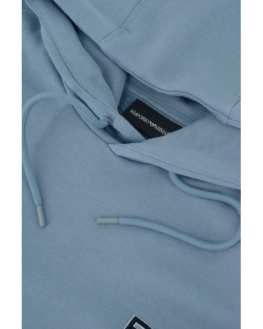 Emporio Armani Blue Branded Pullover Hoodie for men