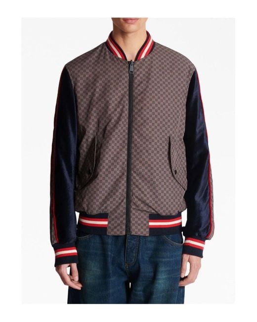 Balmain Gray Mini Monogram Bomber Jacket Brown for men