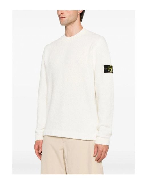 Stone Island White S00n2 Crewneck Sweater for men
