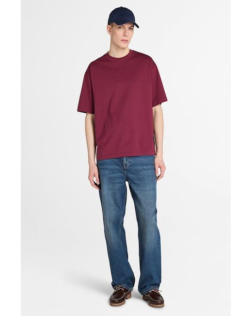 Timberland Red Hampthon Stack Logo Tee for men