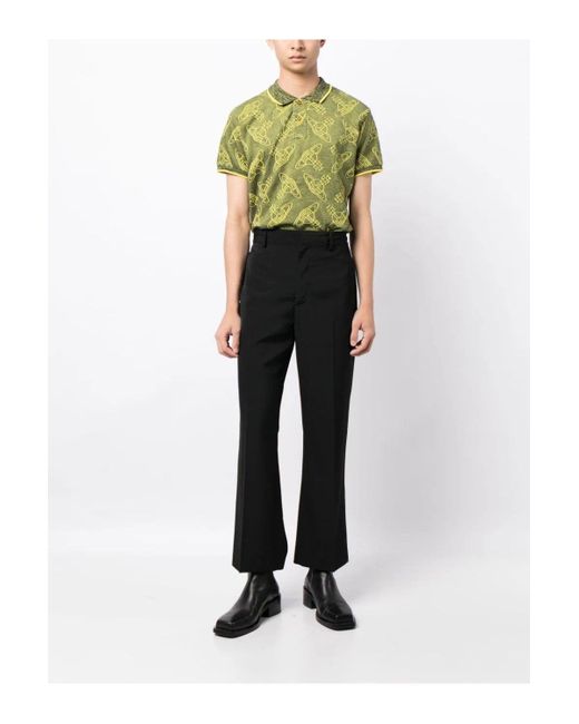 Vivienne Westwood All Over Orb Polo Shirt Green for men