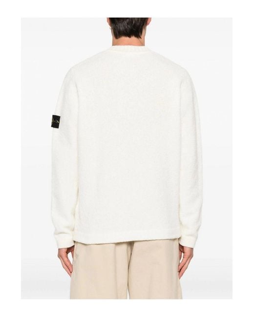 Stone Island White S00n2 Crewneck Sweater for men
