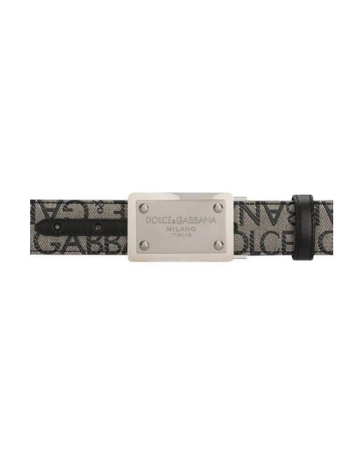 Dolce & Gabbana Gray Reversible Over Logo Belt for men