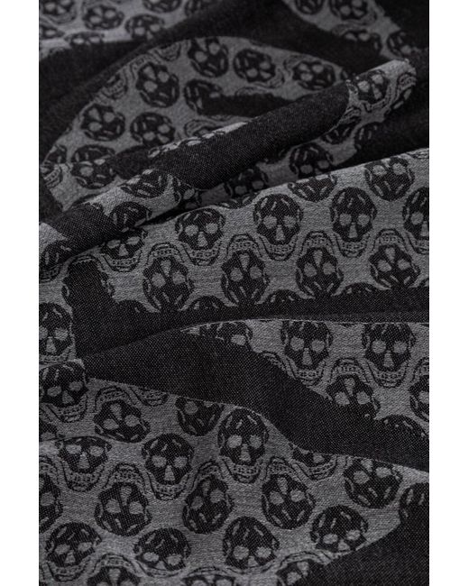 McQueen Black Multi Logo 100% Lana Scarf for men
