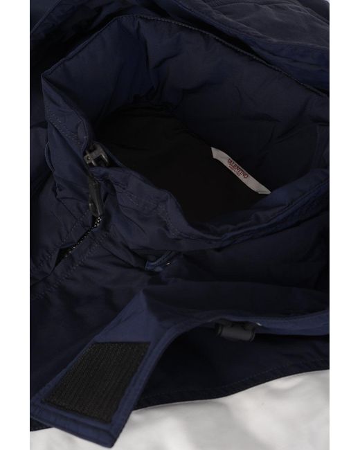 Valentino Blue Nylon Cotton Hooded Jacket for men