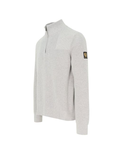 Belstaff White Commander 1/4 Zip Sweater for men