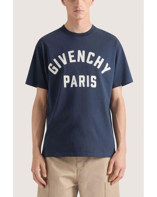 Givenchy Blue Regular Fit Paris T Shirt for men