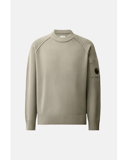 C P Company Green Chenille Cotton Lens Sweater for men