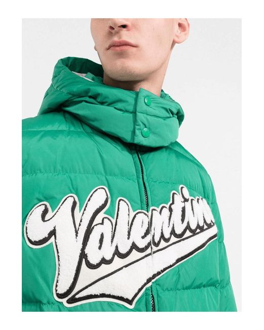 Valentino Green Hooded Down Jacket for men