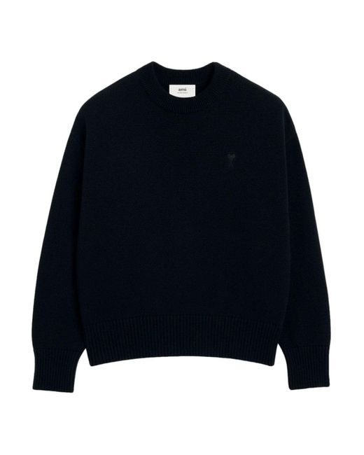 AMI Blue Adc Crewneck Sweater for men