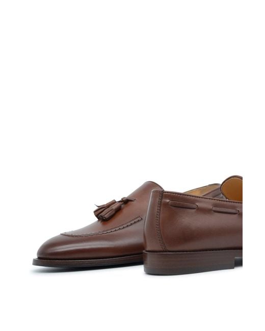 Brunello Cucinelli Brown Tassel Leather Loafers for men