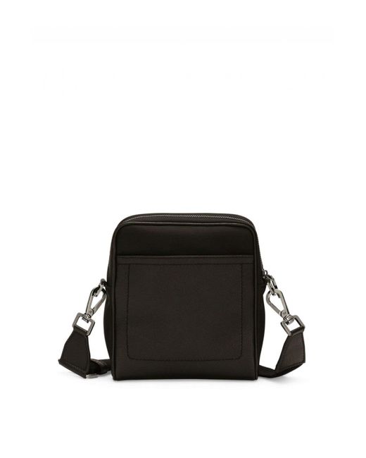 Dolce & Gabbana Black Plaque Leather Crossbody Bag