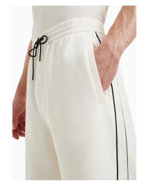 Emporio Armani White Tape Logo Shorts for men