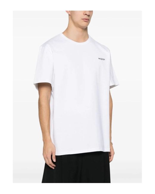Alexander McQueen White Mid Weight Jersey Logo T Shirt for men