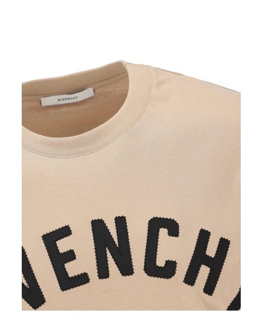 Givenchy Natural Embroidered Logo T Shirt for men
