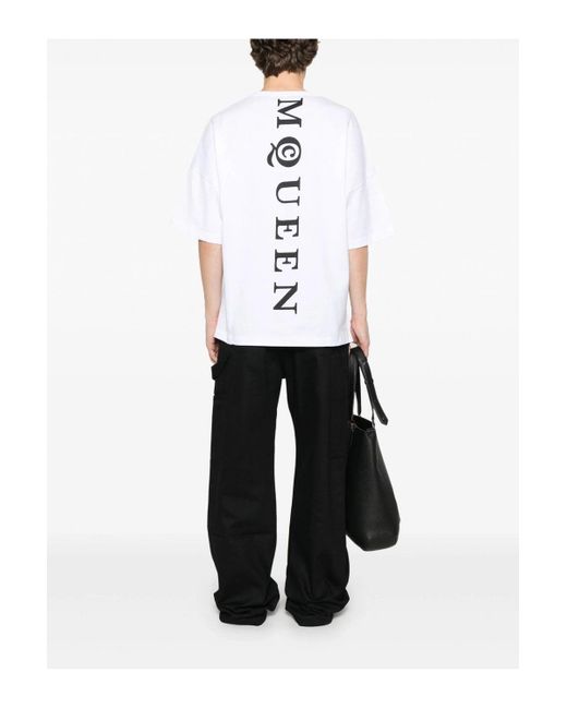 McQueen White Exploded Logo Over Fit T Shirt for men