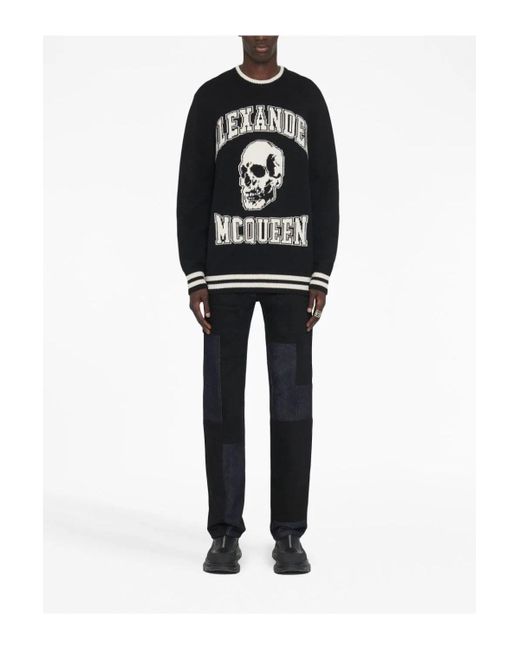 Alexander McQueen Black Skull Jaquard Sweater for men