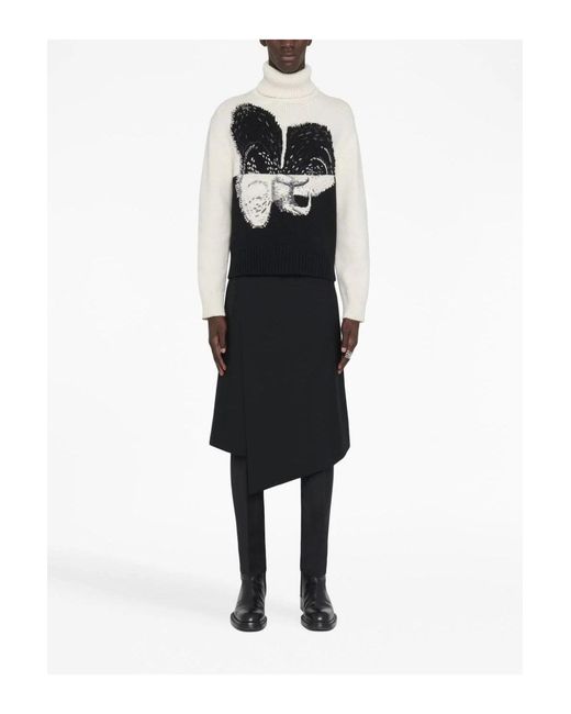 McQueen Black Graphic Orchid Roll Neck Ivory for men