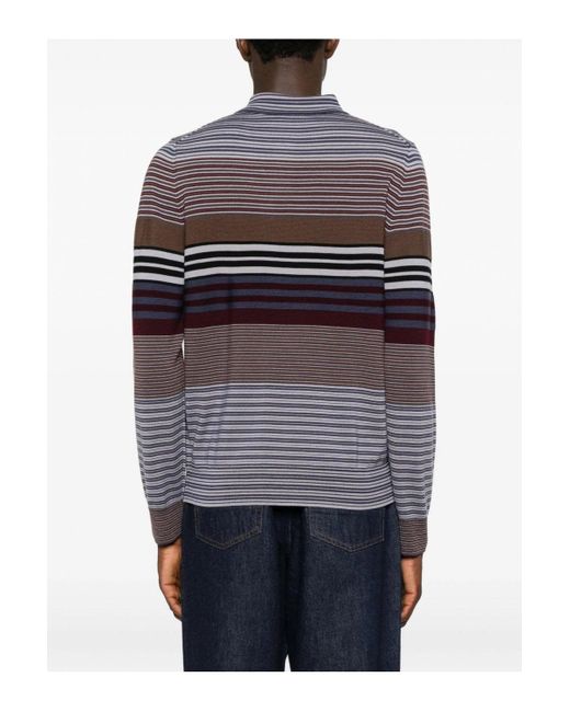 Paul Smith Purple Ps Knitted Stripe Polo Shirt for men