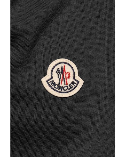 Moncler Black 1/4 Zip Logo Sweatshirt for men