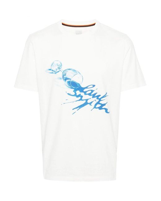 Paul Smith Blue Wine Glass Print T Shirt for men
