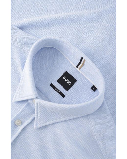 Boss Blue S Roan Kent Collar Shirt for men